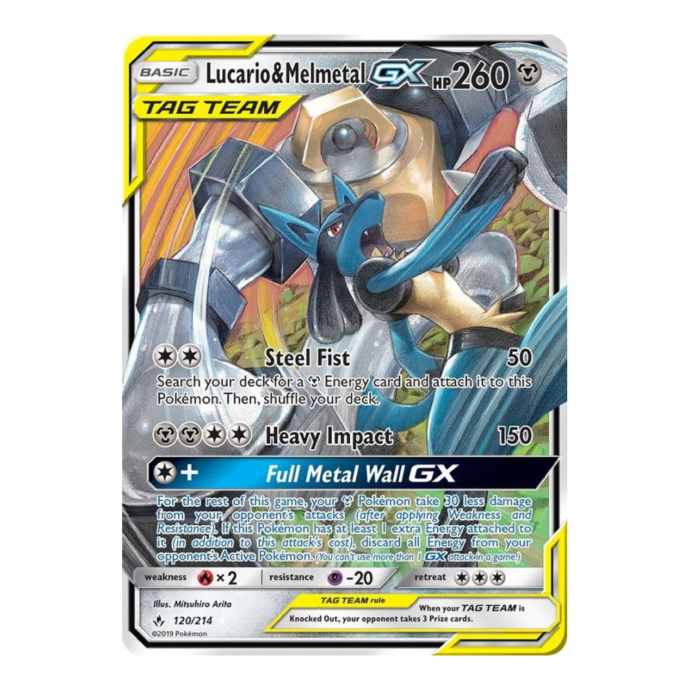 SM - Unbroken Bonds (SM10) - Lucario & Melmetal GX (#120/214) (Near Mint)