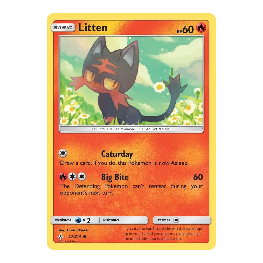 SM - Unbroken Bonds (SM10) - Litten 27 (#27/214) (Near Mint)