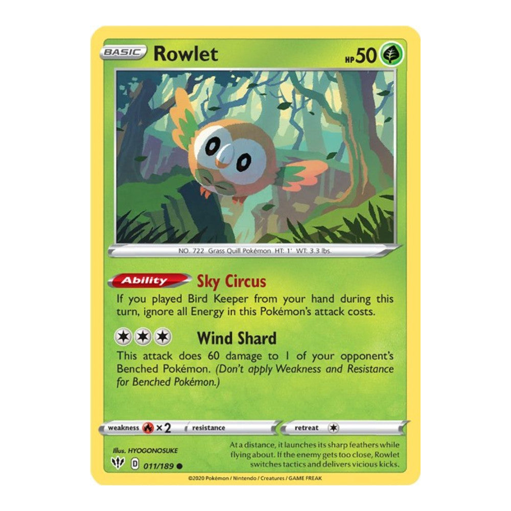 SWSH03: Darkness Ablaze (SWSH03) - Rowlet (#011/189) (Near Mint)