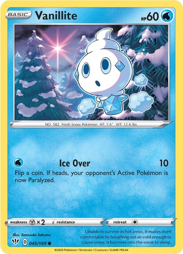 SWSH03: Darkness Ablaze (SWSH03) - Vanillite (#045/189, Common) ()