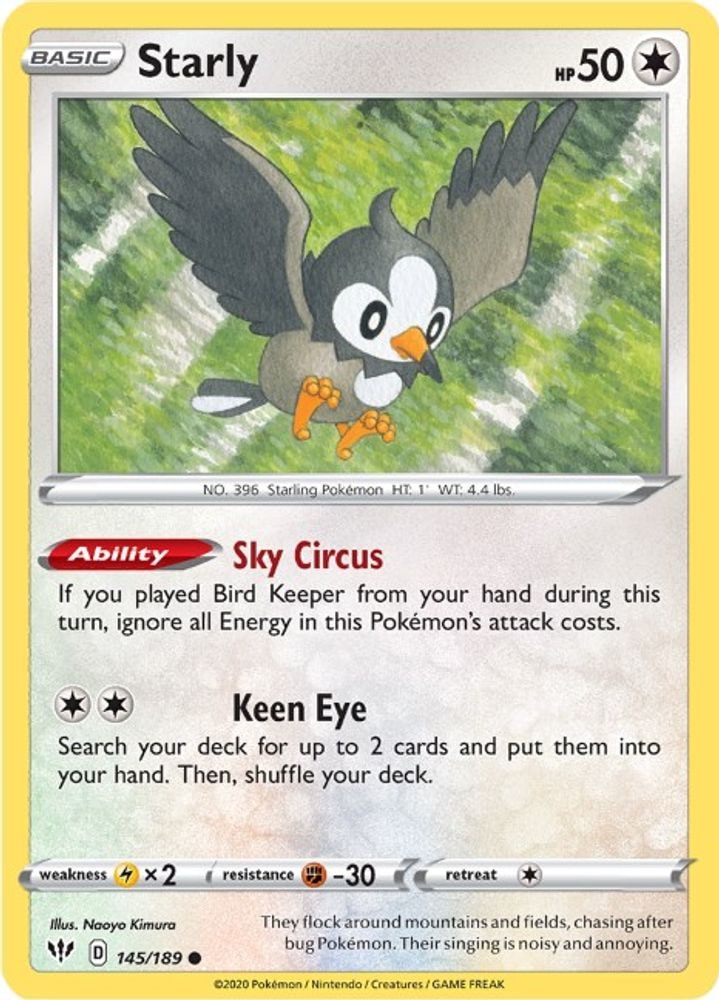 SWSH03: Darkness Ablaze (SWSH03) - Starly (#145/189, Common) ()
