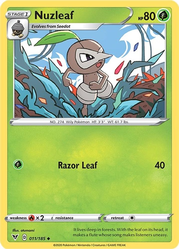 SWSH04: Vivid Voltage (SWSH04) - Nuzleaf (#011/185, Uncommon) ()