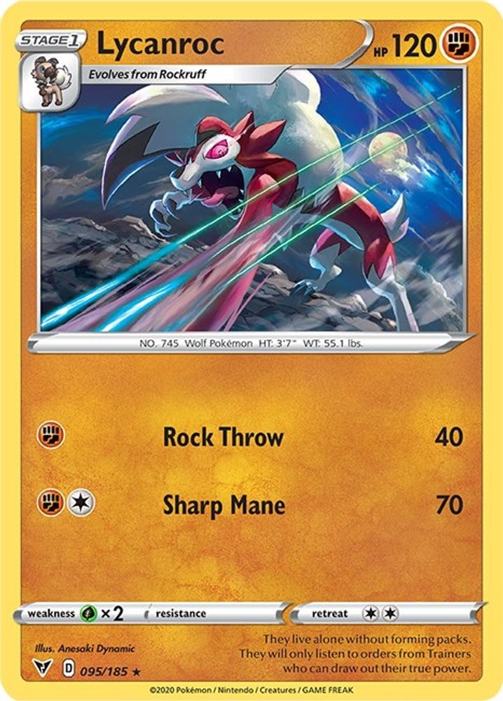 SWSH04: Vivid Voltage (SWSH04) - Lycanroc (#095/185, Rare)