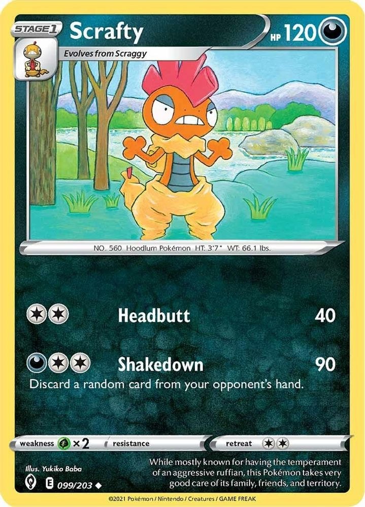 SWSH07: Evolving Skies (SWSH07) - Scrafty (#099/203, Uncommon)