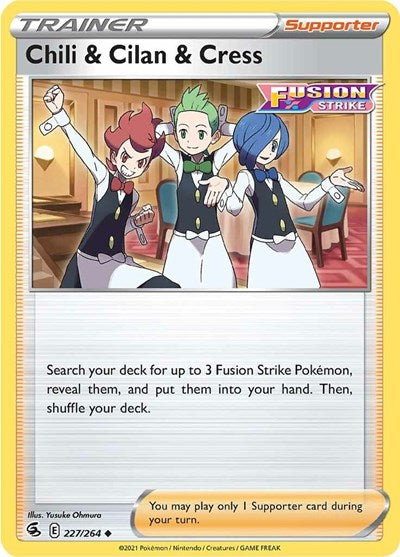SWSH08: Fusion Strike (SWSH08) - Chili & Cilan & Cress (#227/264, Uncommon) ()