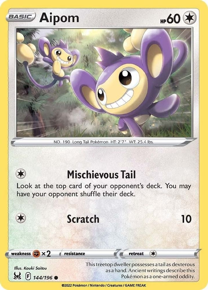 SWSH11: Lost Origin (SWSH11) - Aipom (#144/196, Common) ()