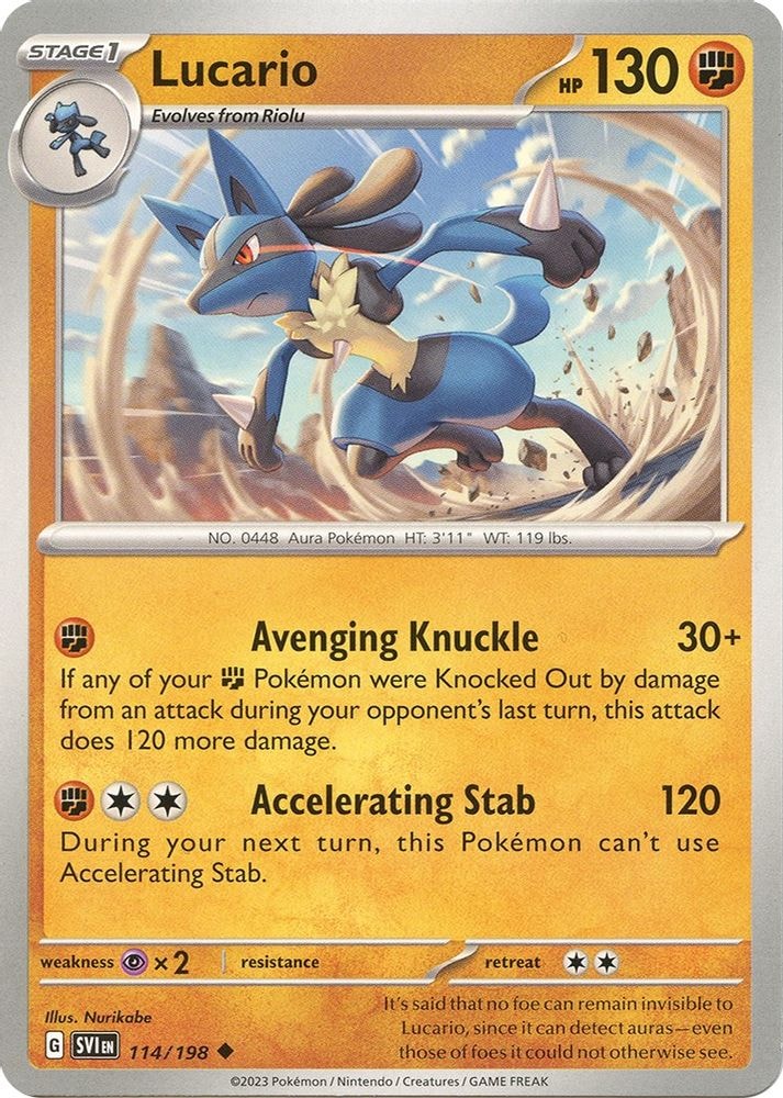 SV01: Scarlet & Violet Base Set (SVI) - Lucario - 114/198 (#114/198, Uncommon) ()