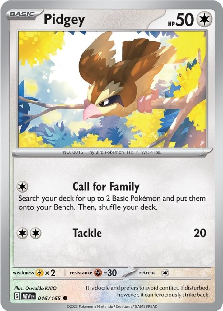 SV: Scarlet & Violet 151 (MEW) - Pidgey (#016/165, Common) ()