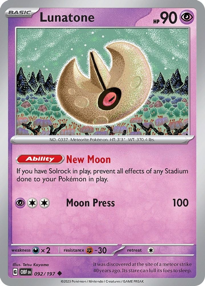 SV03: Obsidian Flames (OBF) - Lunatone (#092/197, Uncommon) ()