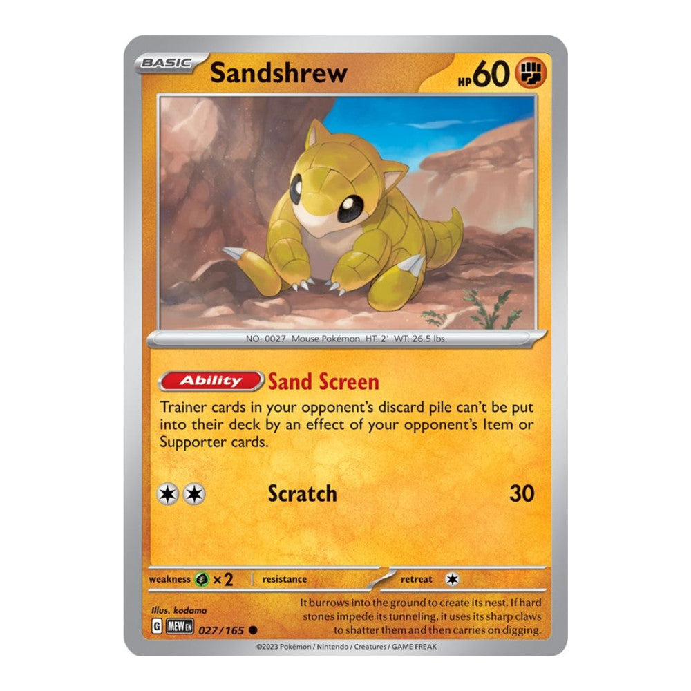SV: Scarlet & Violet 151 (MEW) - Sandshrew (#027/165) (Near Mint)