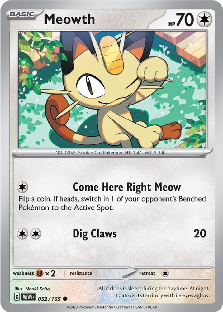 SV: Scarlet & Violet 151 (MEW) - Meowth (#052/165, Common) ()