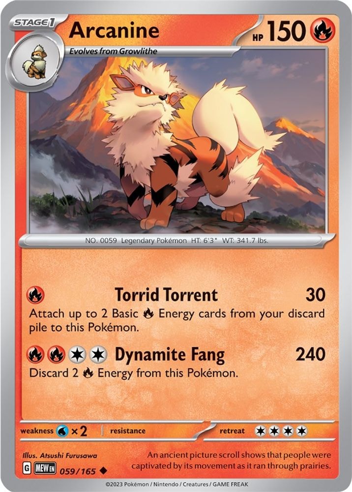 SV: Scarlet & Violet 151 (MEW) - Arcanine (#059/165, Uncommon) ()