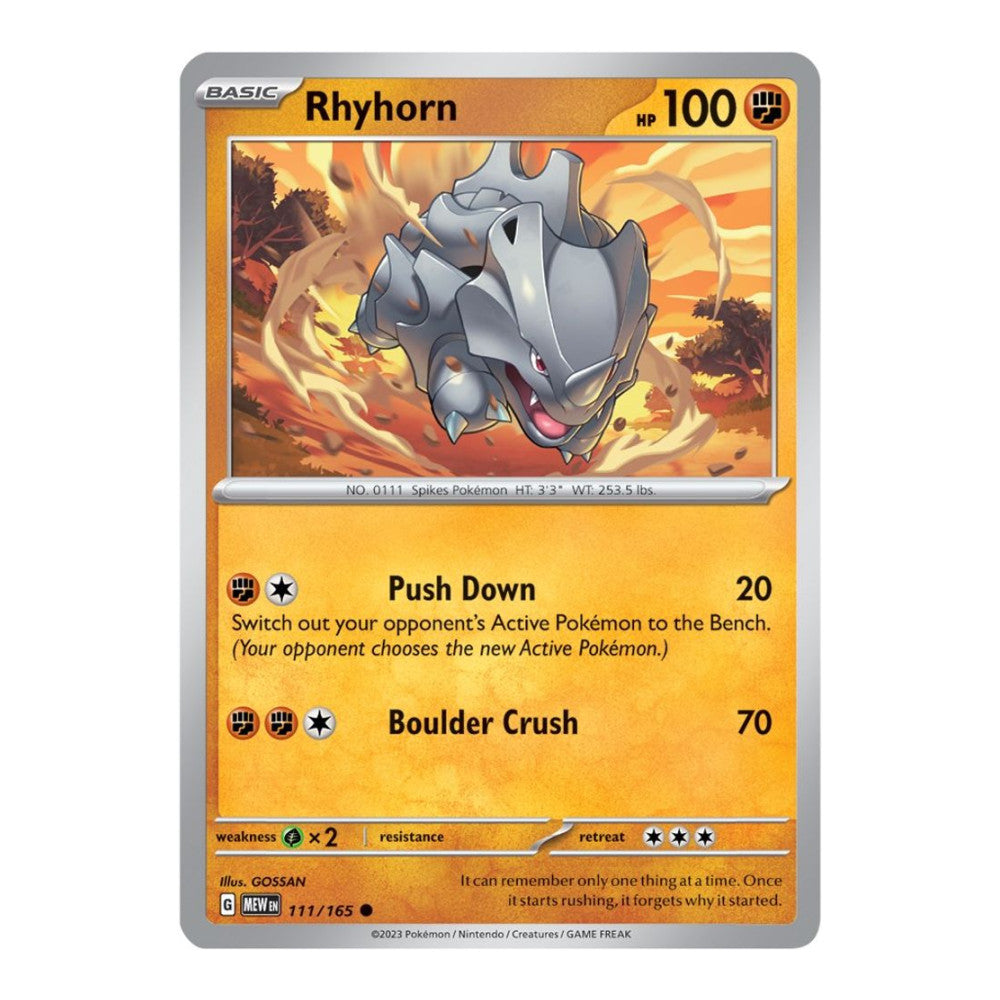 SV: Scarlet & Violet 151 (MEW) - Rhyhorn (#111/165) (Near Mint)