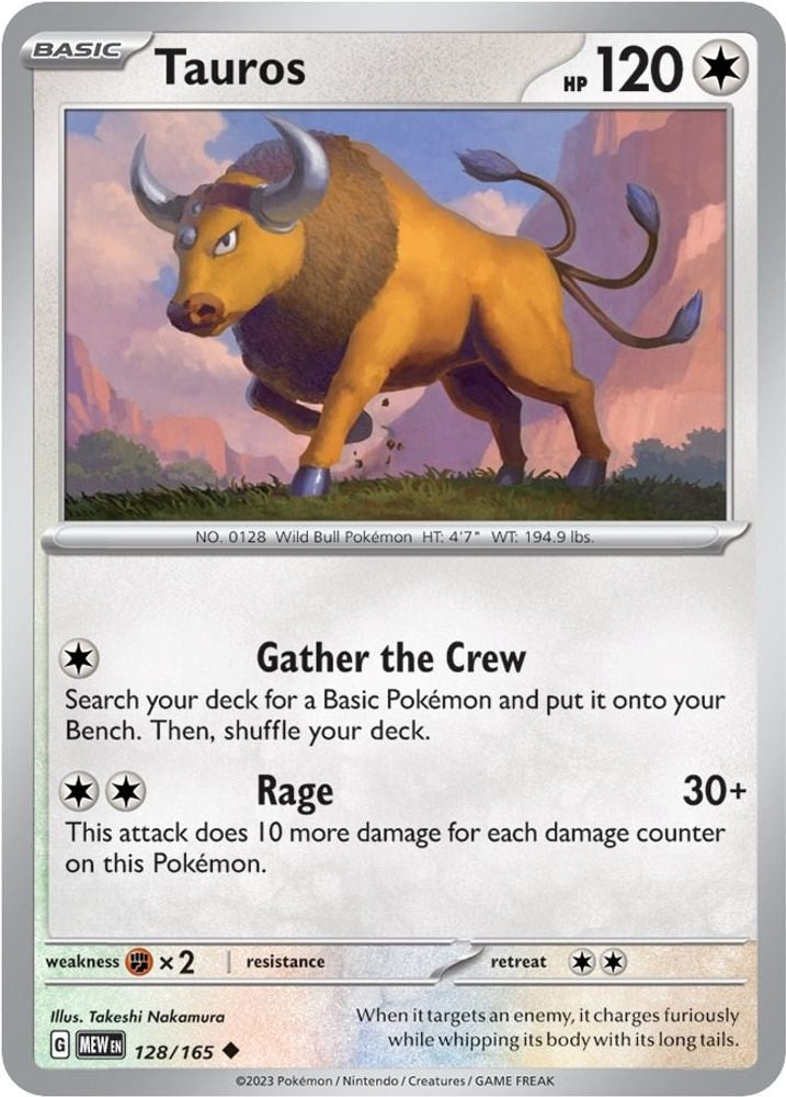 SV: Scarlet & Violet 151 (MEW) - Tauros (#128/165, Uncommon) ()