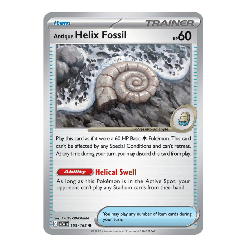 SV: Scarlet & Violet 151 (MEW) - Antique Helix Fossil (#153/165) (Near Mint)