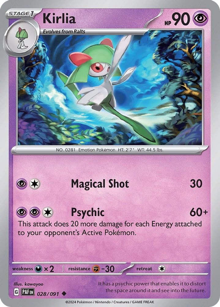 SV: Paldean Fates (PAF) - Kirlia - 028/091 (#028/091, Uncommon)