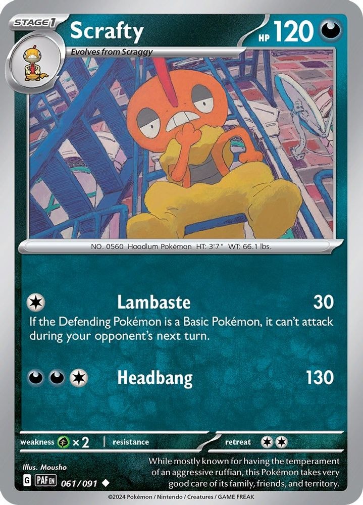 SV: Paldean Fates (PAF) - Scrafty (#061/091, Uncommon) ()
