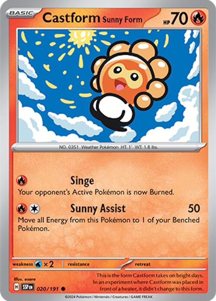 SV08: Surging Sparks (SSP) - Castform Sunny Form - 020/191 (#020/191, Common) ()