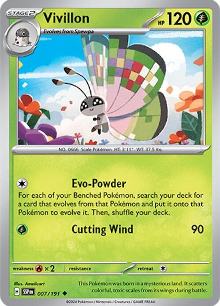 SV08: Surging Sparks (SSP) - Vivillon - 007/191 (#007/191, Uncommon) ()