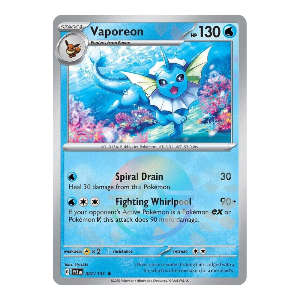 SV: Prismatic Evolutions (PRE) - Vaporeon (Poke Ball Pattern) (#022/131) (Near Mint)