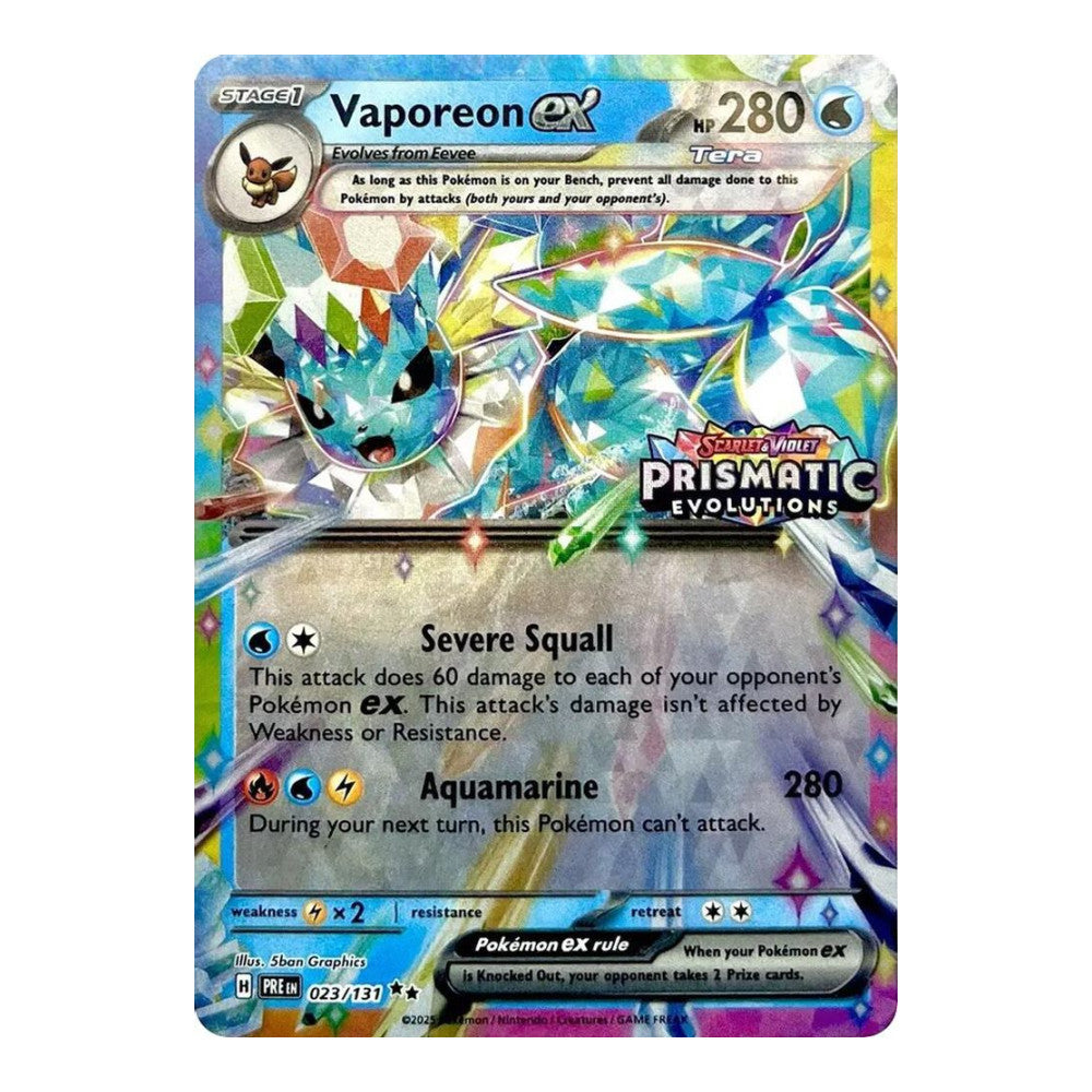 Miscellaneous Cards & Products (MCAP) - Vaporeon ex - 023/131 (Prismatic Evolutions Stamp) (#023/131) (Near Mint)