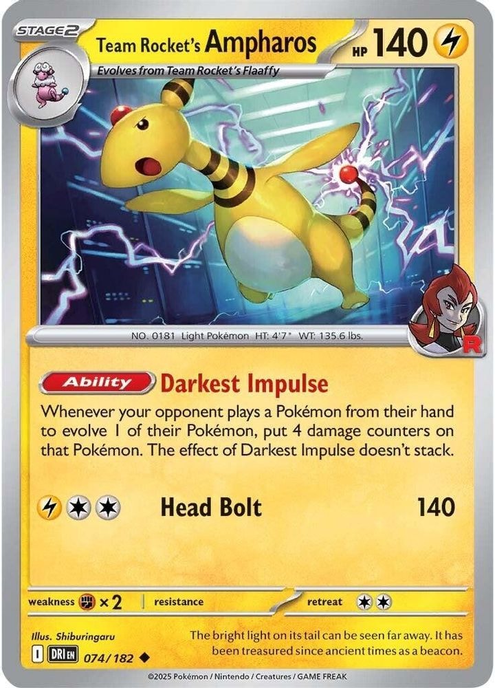 SV10: Destined Rivals (DRI) - Team Rocket's Ampharos (#074/182, Uncommon) ()