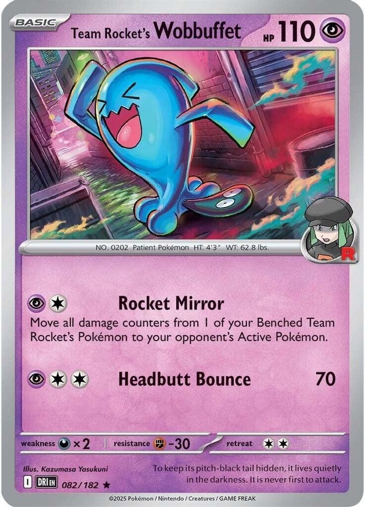 SV10: Destined Rivals (DRI) - Team Rocket's Wobbuffet (#082/182, Rare) ()