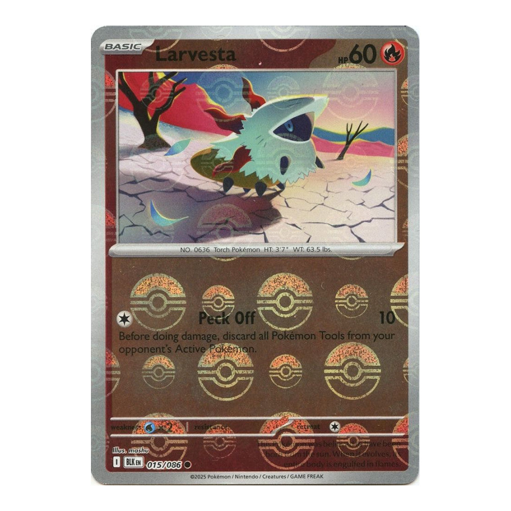 SV: Black Bolt (BLK) - Larvesta Poke Ball Pattern (#015/086) (Near Mint)