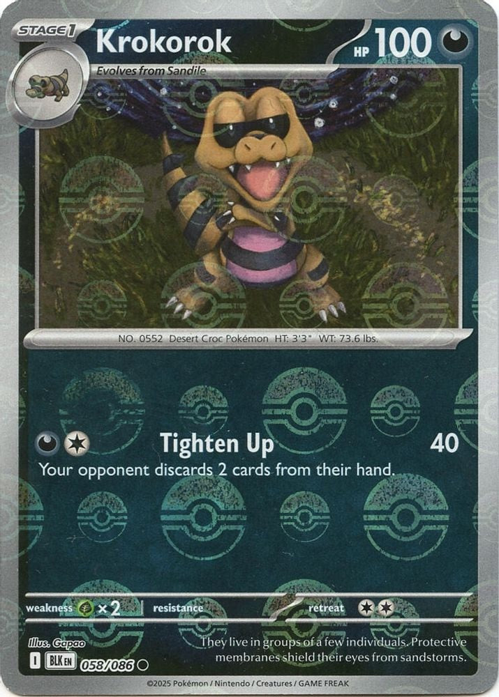 SV: Black Bolt (BLK) - Krokorok (Poke Ball Pattern) (#058/086, Common) ()