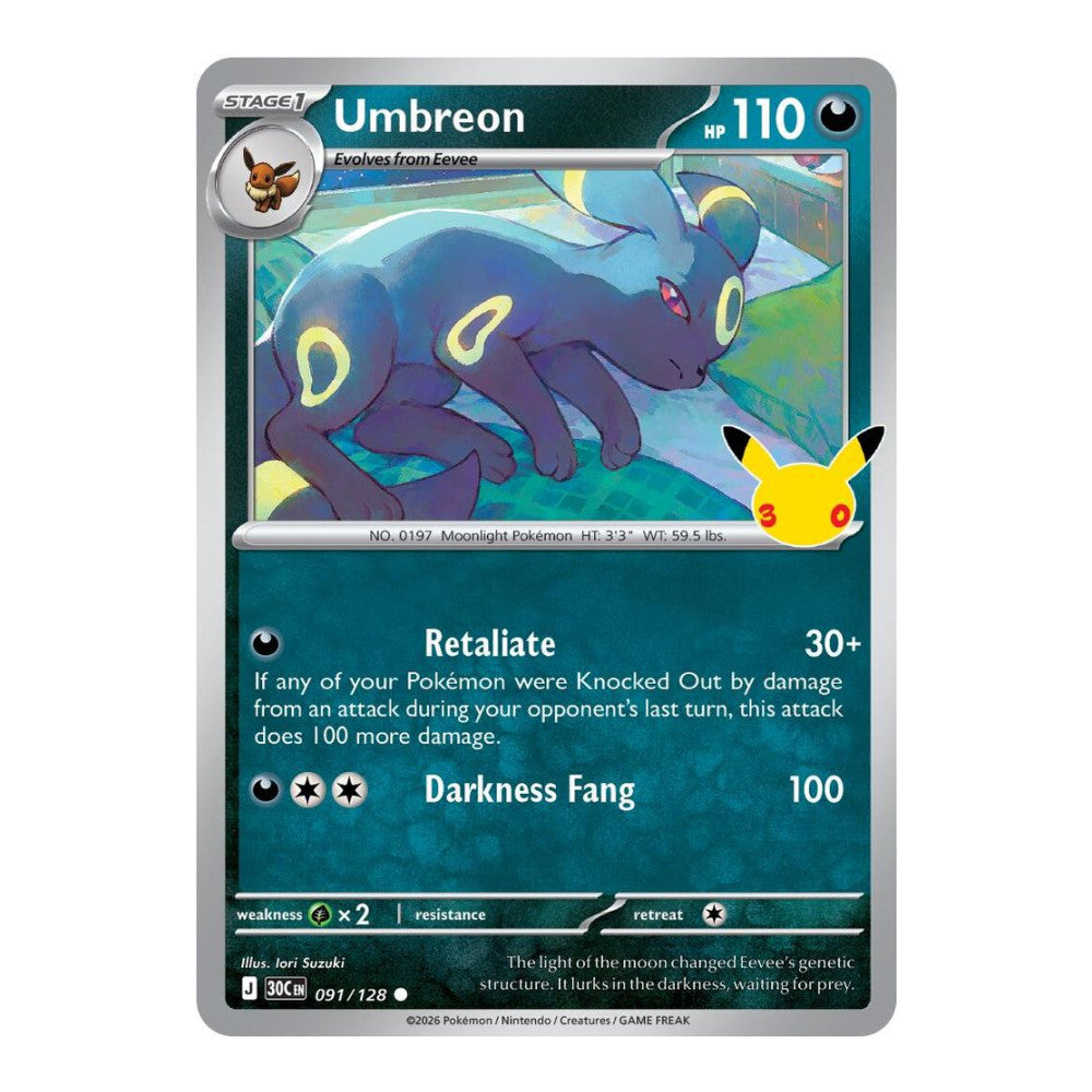 ME: 30th Celebration (30C) - Umbreon (#091/128) (Near Mint)