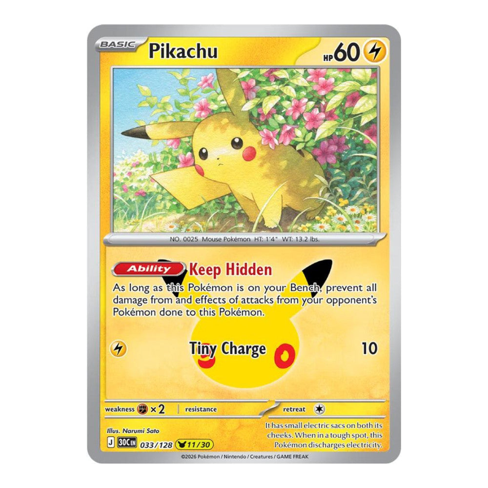 ME: 30th Celebration (30C) - Pikachu - 033/128 (#033/128) (Near Mint)