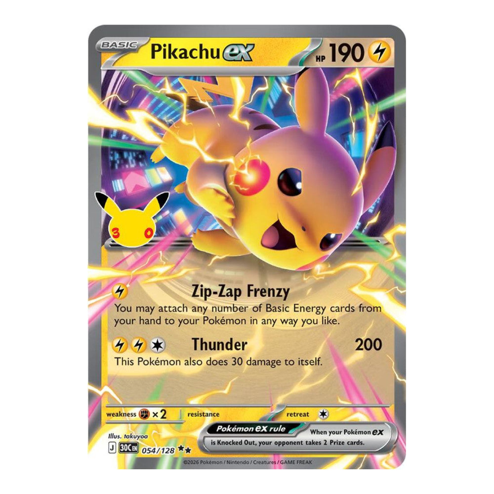 ME: 30th Celebration (30C) - Pikachu ex - 054/128 (#054/128) (Near Mint)