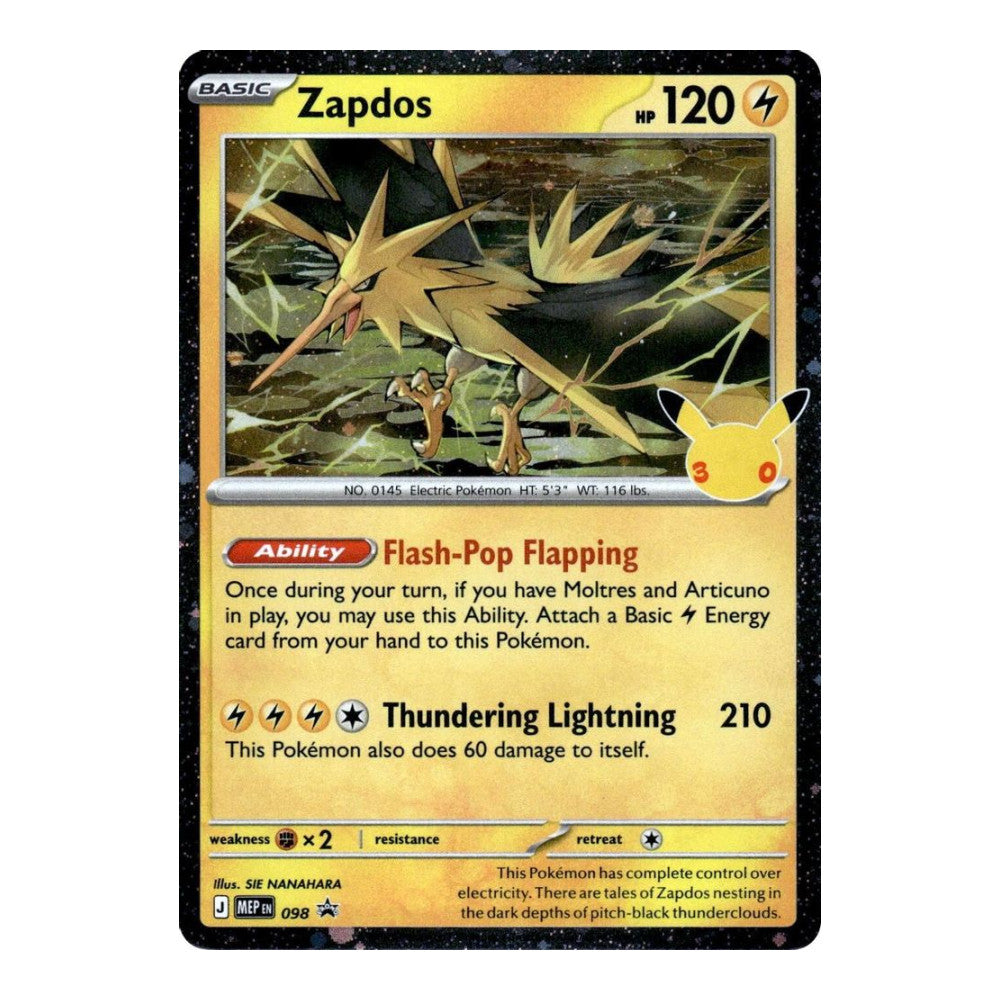 ME: Mega Evolution Promo (MEP) - Zapdos - 098 (30th Celebration) (#098) (Near Mint)
