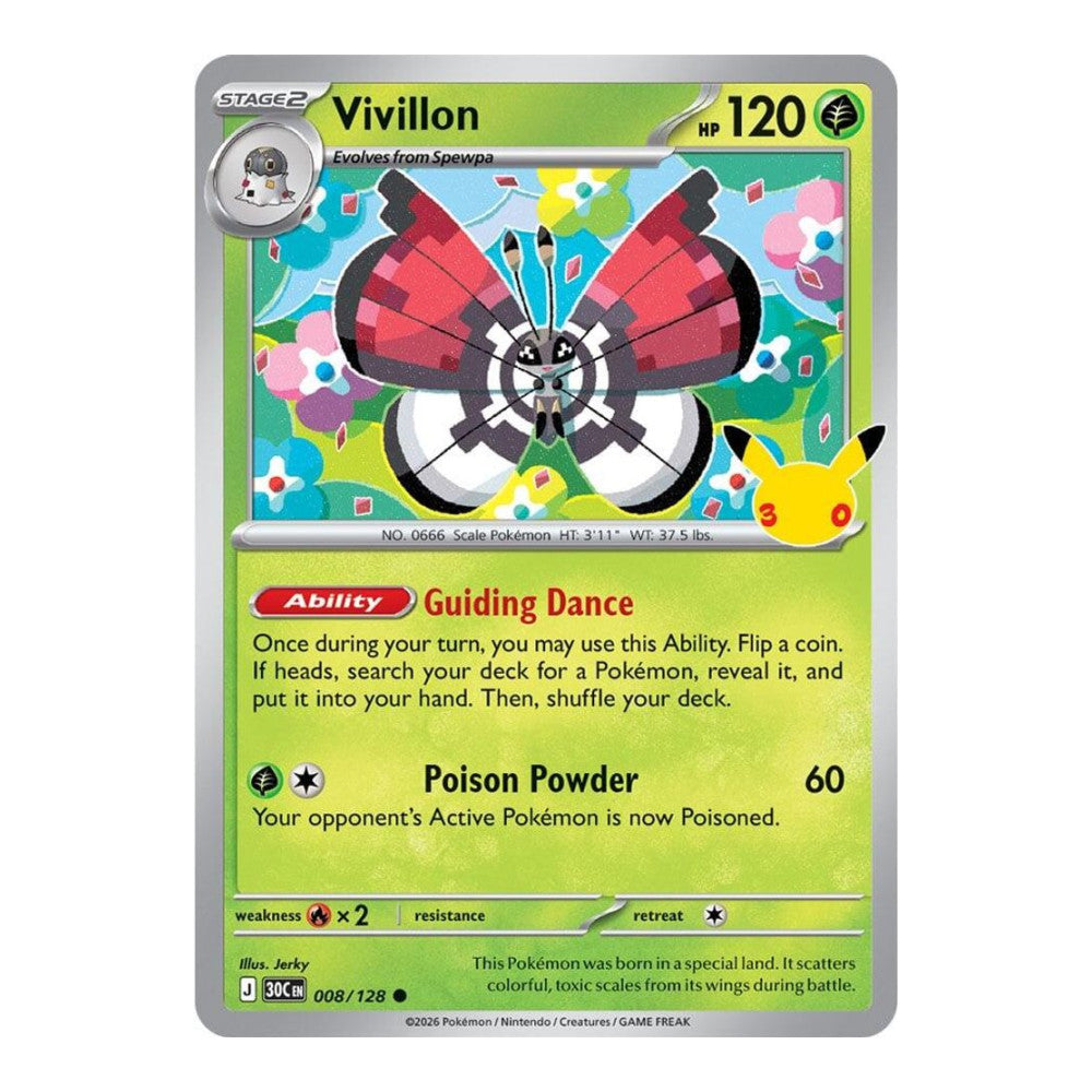 ME: 30th Celebration (30C) - Vivillon (#008/128) (Near Mint)