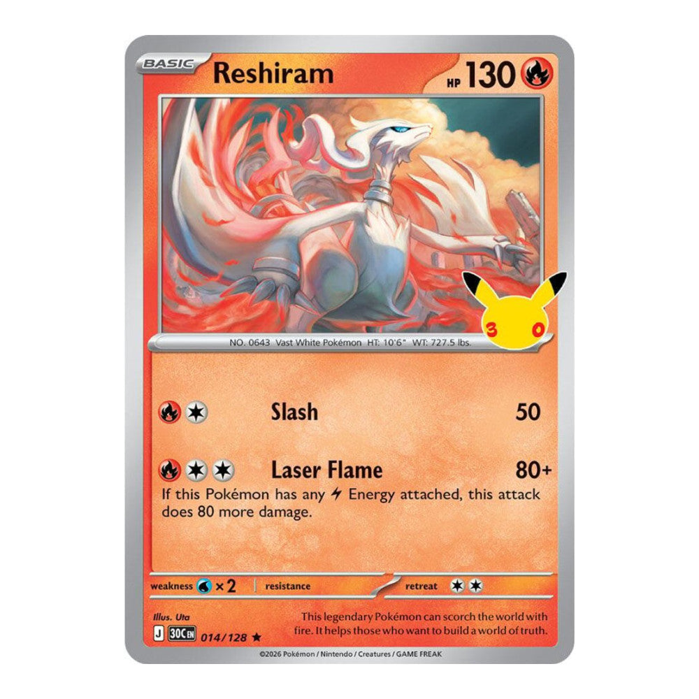 ME: 30th Celebration (30C) - Reshiram (#014/128) (Near Mint)