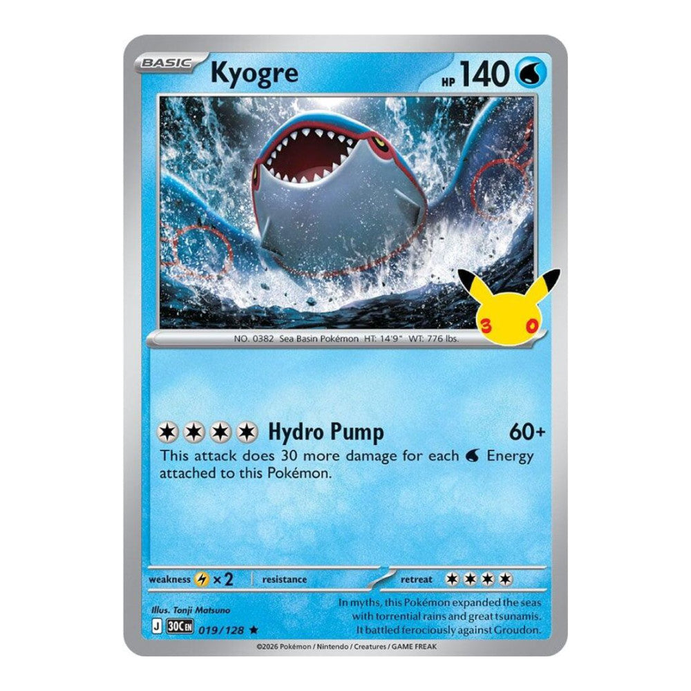 ME: 30th Celebration (30C) - Kyogre (#019/128) (Near Mint)