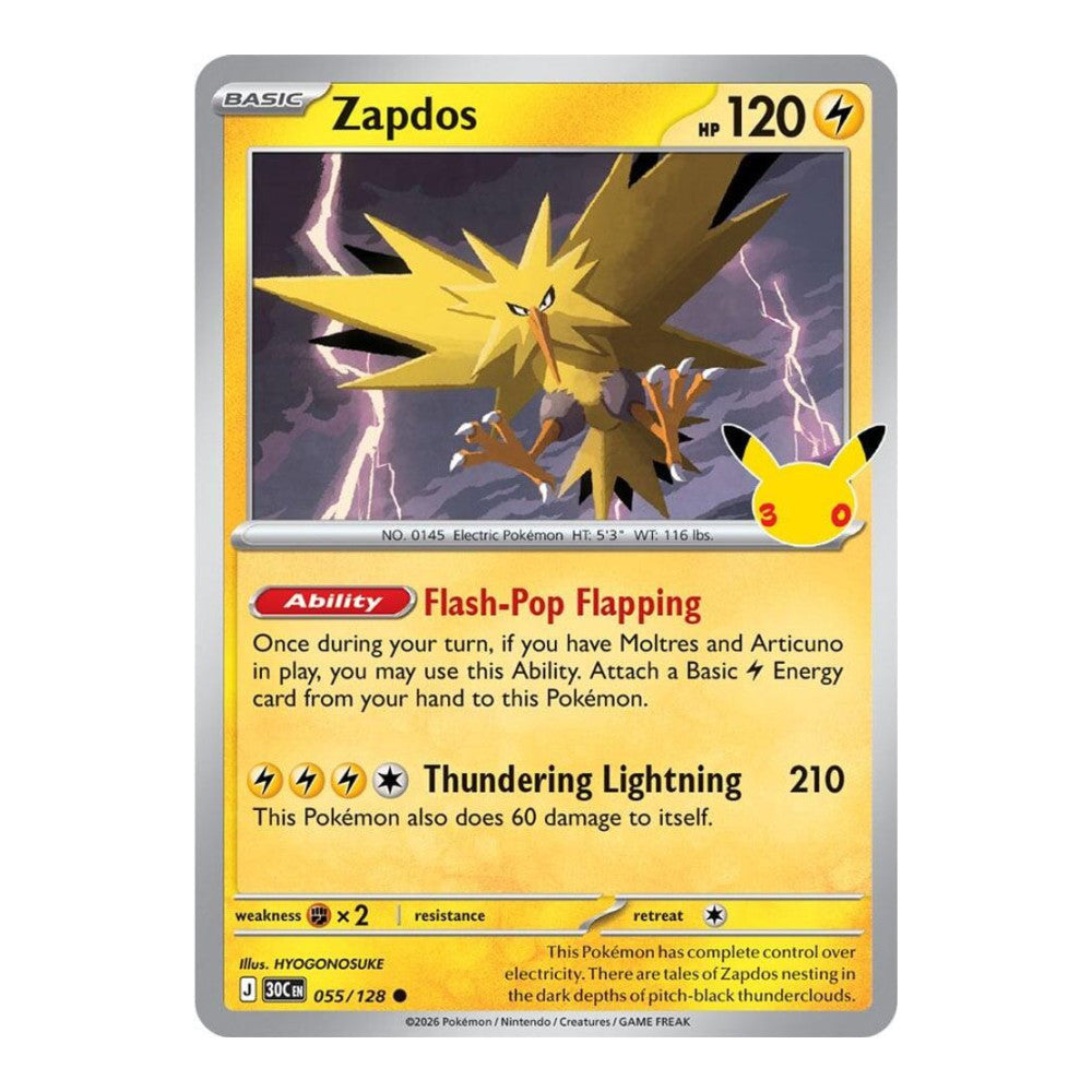 ME: 30th Celebration (30C) - Zapdos - 055/128 (#055/128) (Near Mint)