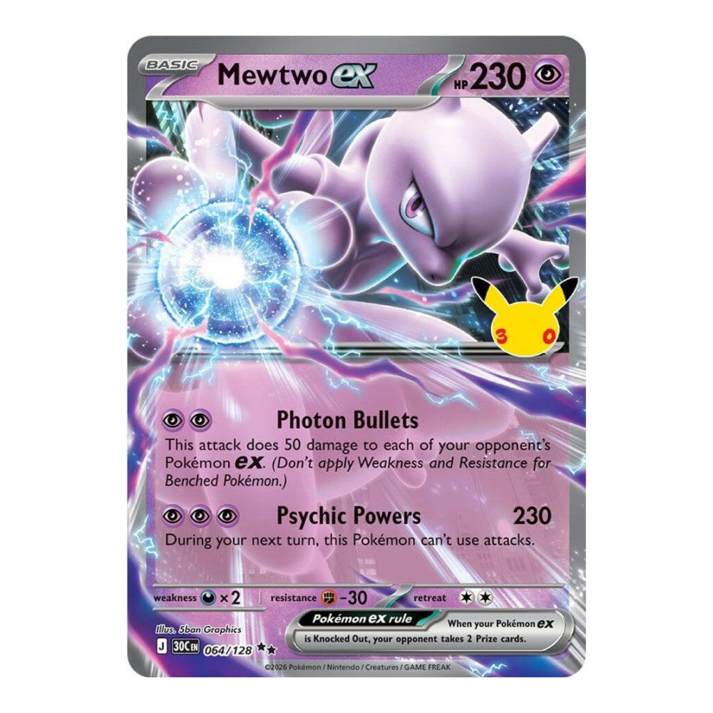 ME: 30th Celebration (30C) - Mewtwo ex - 064/128 (#064/128) (Near Mint)
