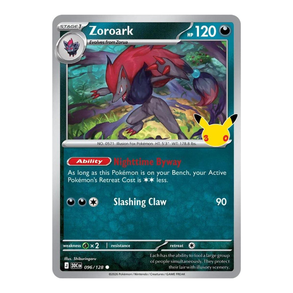 ME: 30th Celebration (30C) - Zoroark (#096/128) (Near Mint)