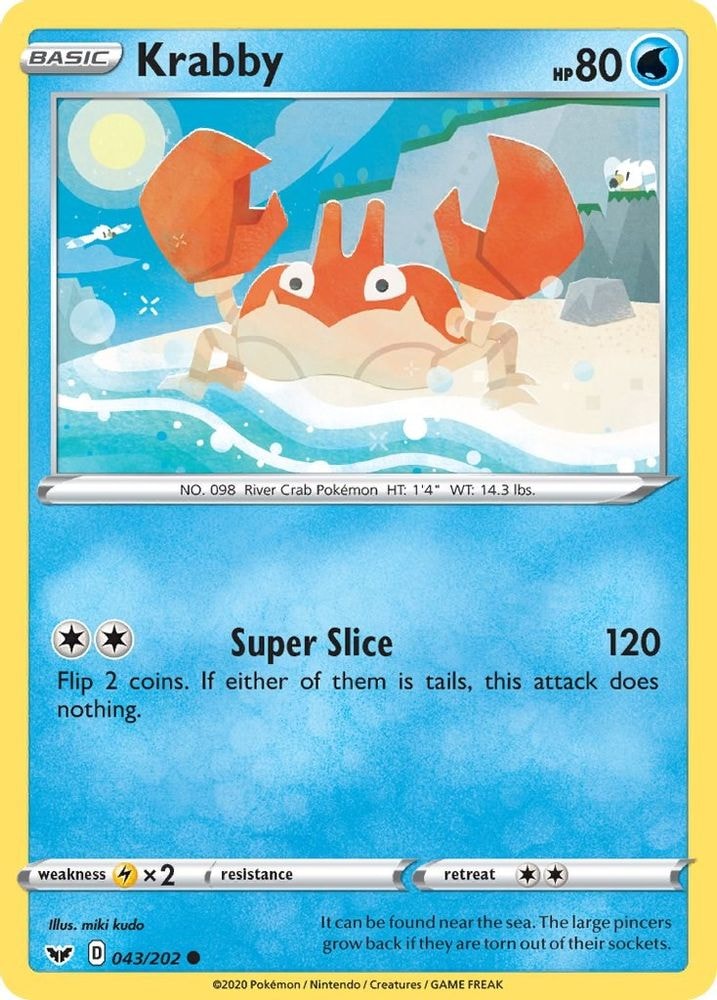 SWSH01: Sword & Shield Base Set (SWSH01) - Krabby (043) (#043/202, Common) ()