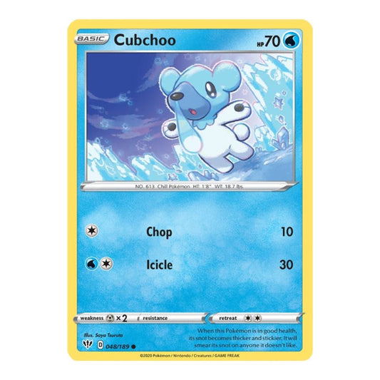 SWSH03: Darkness Ablaze (SWSH03) - Cubchoo (#048/189) (Near Mint)