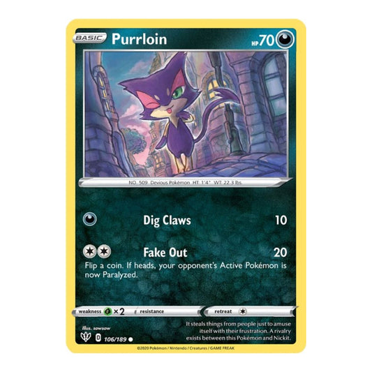 SWSH03: Darkness Ablaze (SWSH03) - Purrloin (#106/189) (Near Mint)