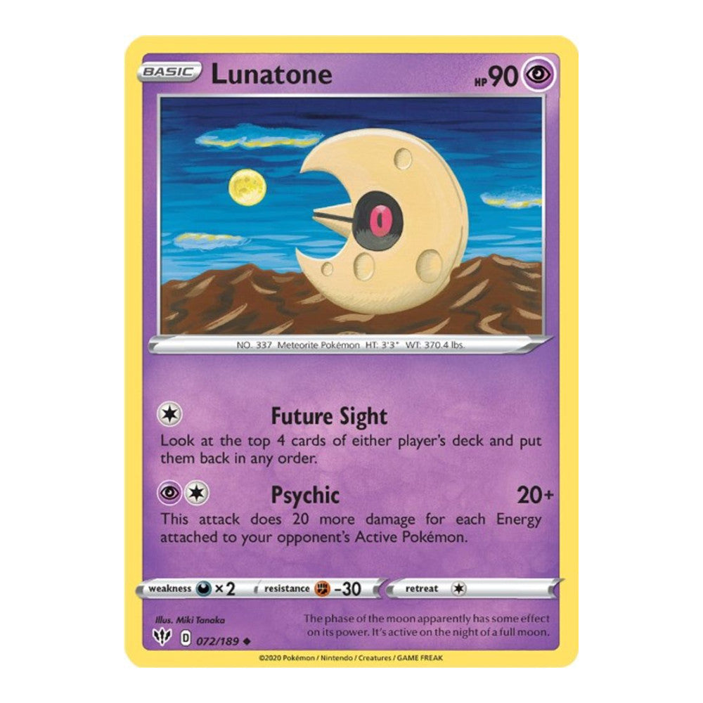 SWSH03: Darkness Ablaze (SWSH03) - Lunatone (#072/189) (Near Mint)