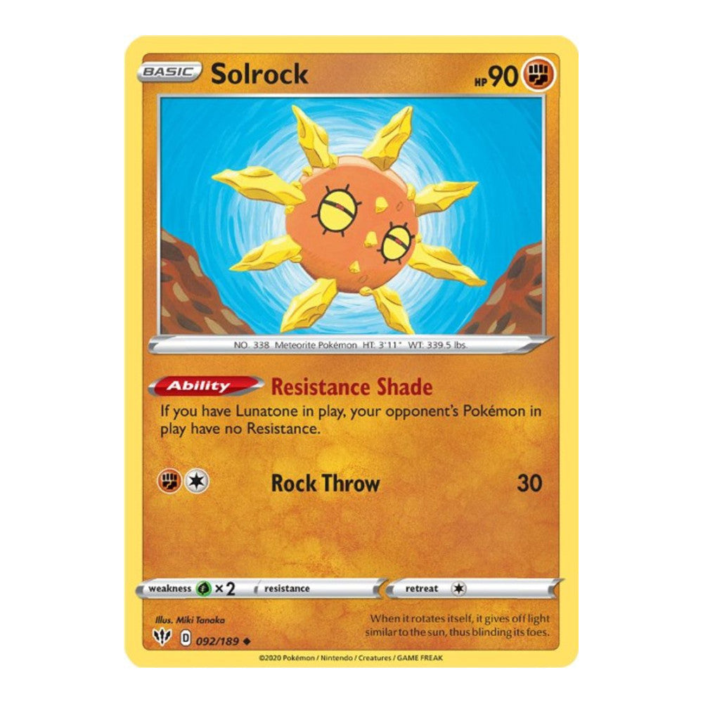SWSH03: Darkness Ablaze (SWSH03) - Solrock (#092/189)