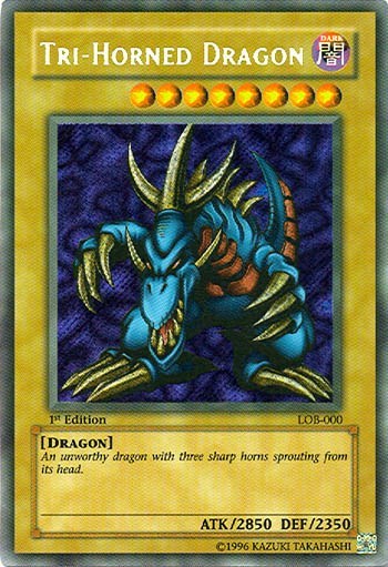 The Legend of Blue Eyes White Dragon (LOB) - Tri-Horned Dragon (LOB-000) (#LOB-000, Secret Rare) ()