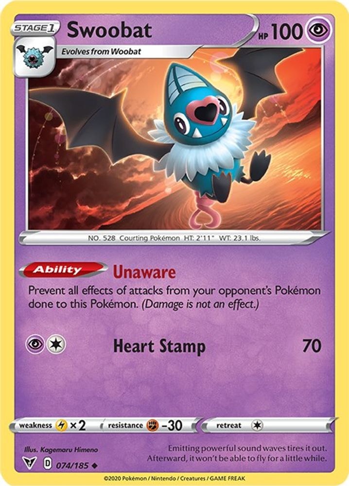 SWSH04: Vivid Voltage (SWSH04) - Swoobat (#074/185, Uncommon) ()