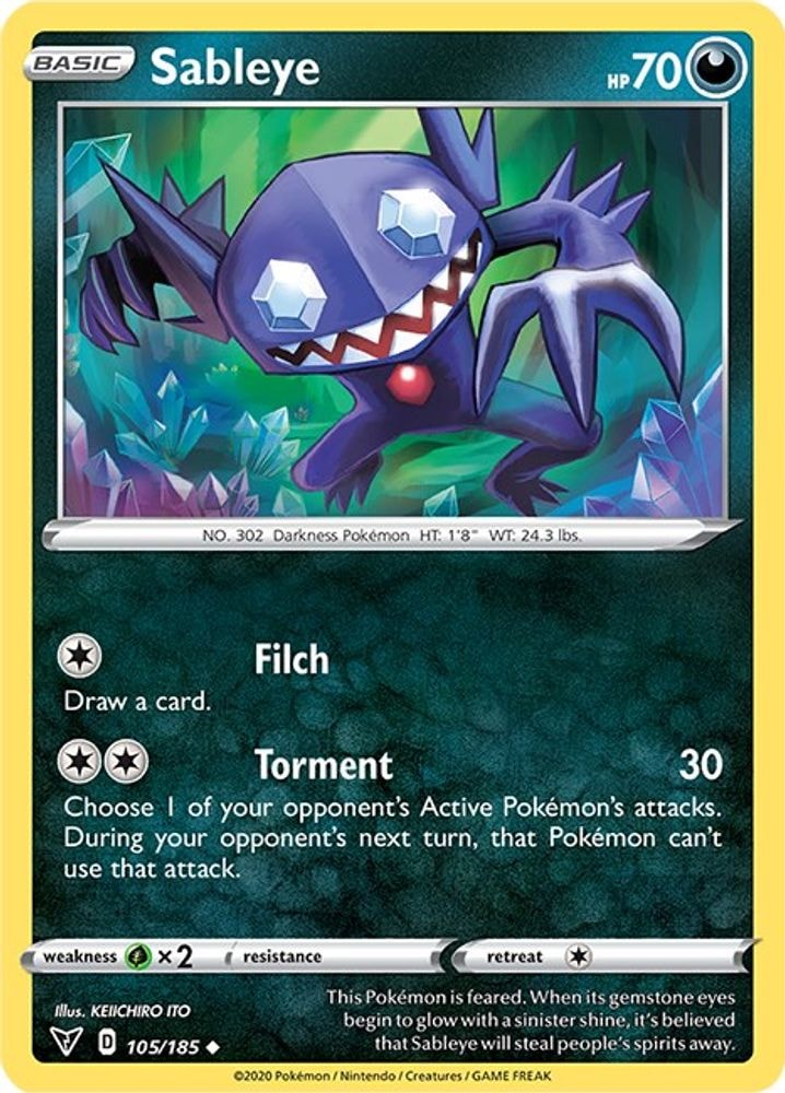 SWSH04: Vivid Voltage (SWSH04) - Sableye (#105/185, Uncommon)