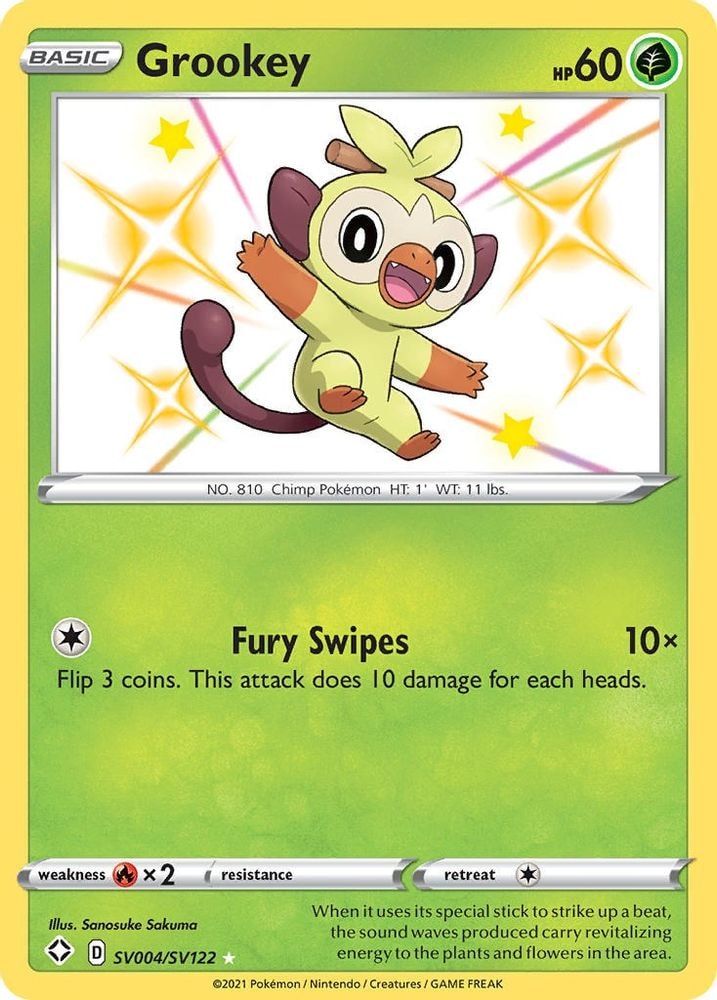 Shining Fates: Shiny Vault (SHFSV) - Grookey (#SV004/SV122, Shiny Holo Rare) ()