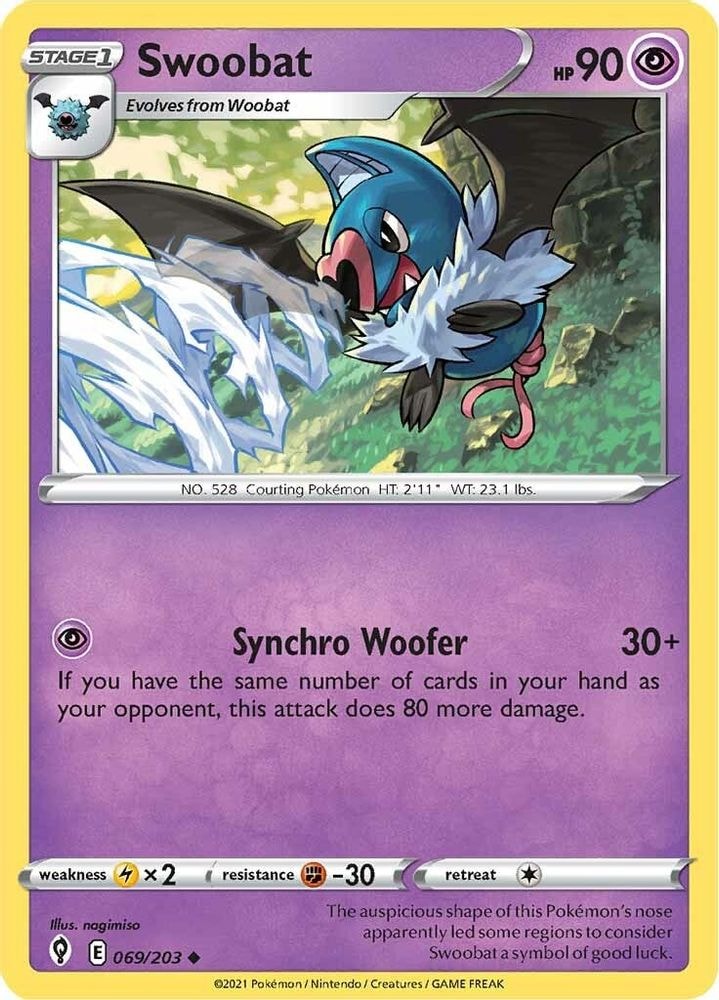 SWSH07: Evolving Skies (SWSH07) - Swoobat (#069/203, Uncommon) ()