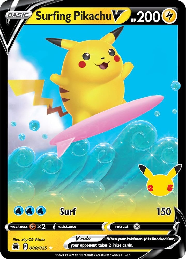 Celebrations (CLB) - Surfing Pikachu V (#008/025, Ultra Rare) ()